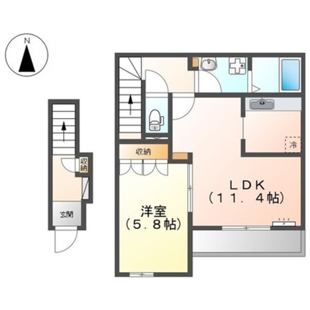 萩原天神駅 徒歩10分 2階の物件間取画像